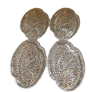 4 Pieces Set of Cut  Crystal Glass Plates